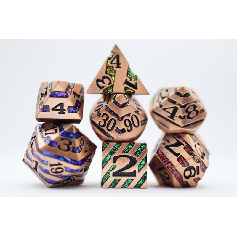 Into the Mines: Copper with Rainbow Mica - Metal RPG Dice Set