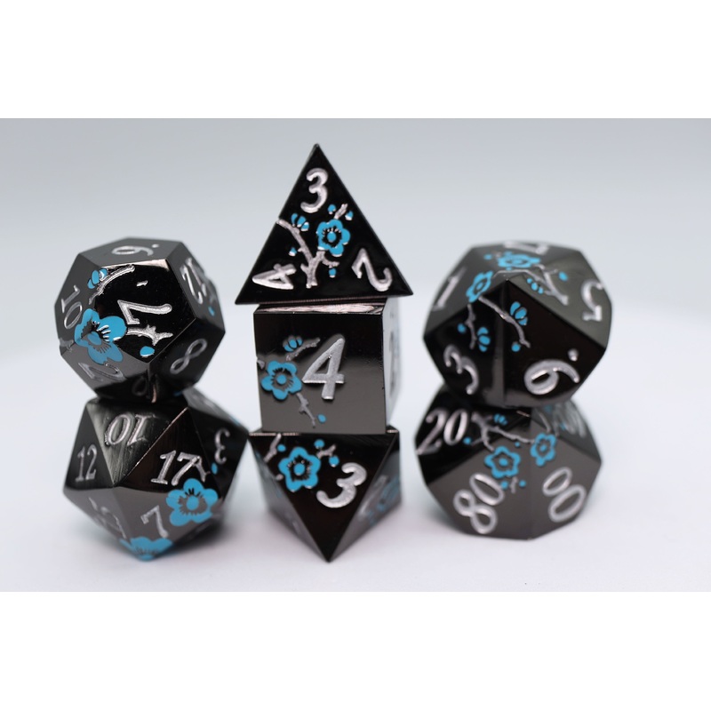 Metallic Bouquet: Dark Blue Pimpernel - Metal RPG Dice Set