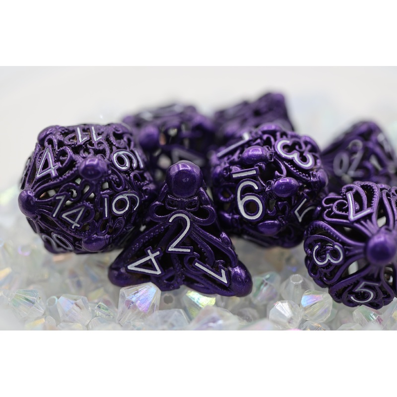 Mind Eater: Electric Purple - Hollow Metal RPG Dice Set