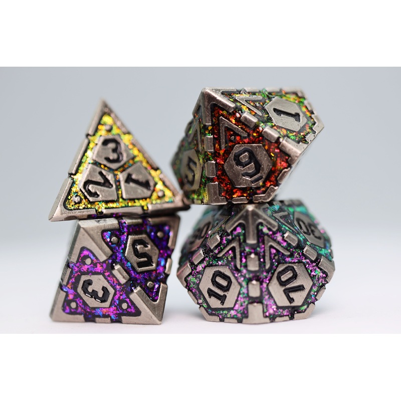 Ornate Rainbow Frame - Metal RPG Dice Set