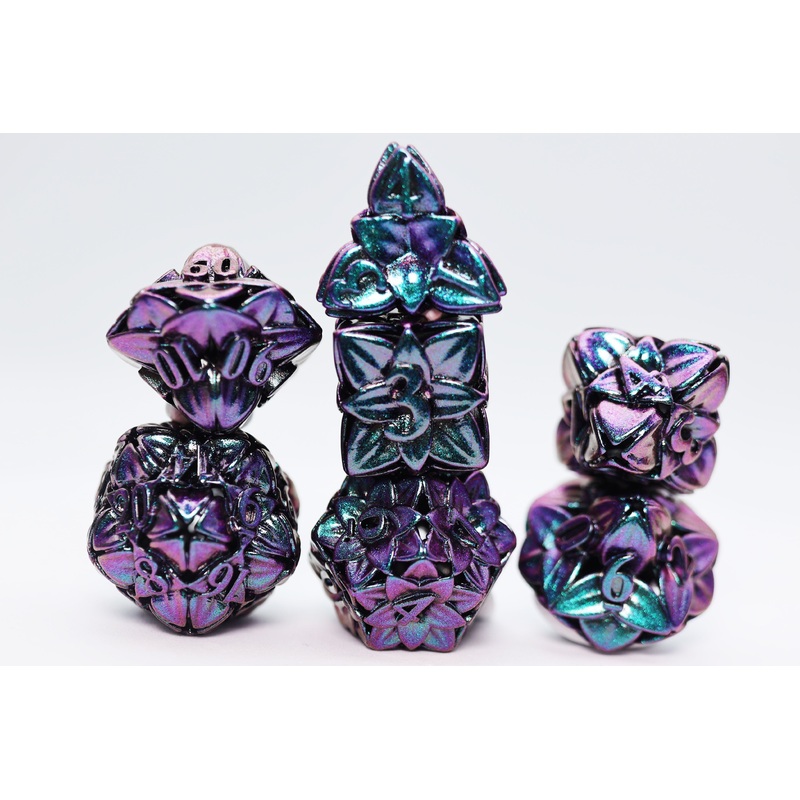 Otherworldly Flower - Hollow Metal RPG Dice Set