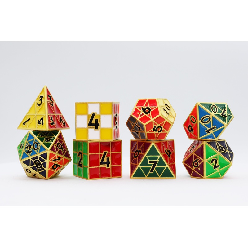 Puzzle Cube: Gold - Metal 8 piece Dice Set