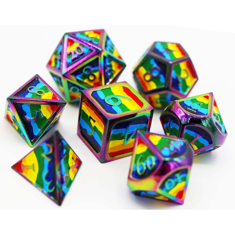 Rainbow Pride Flag - Metal RPG Dice Set