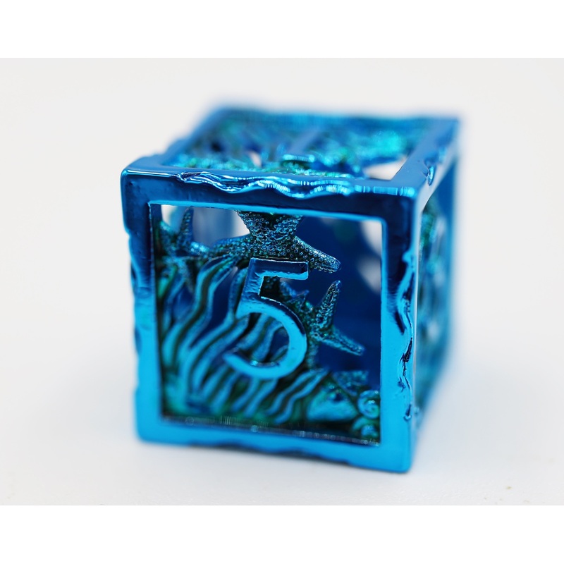 Seascape: Electro Blue - Hollow Metal RPG Dice Set