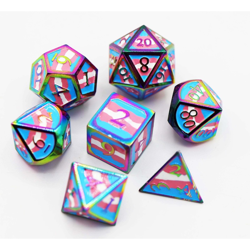 Transgender Pride Flag - Metal RPG Dice Set