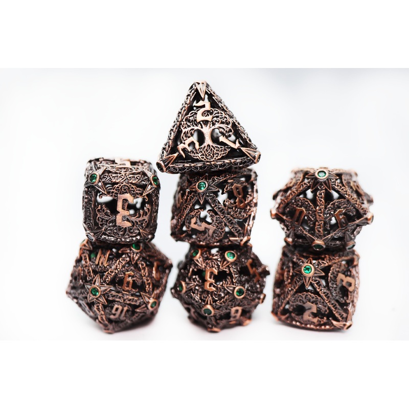 Trees of Virtue: Tree of Justice - Hollow Metal RPG Dice Set