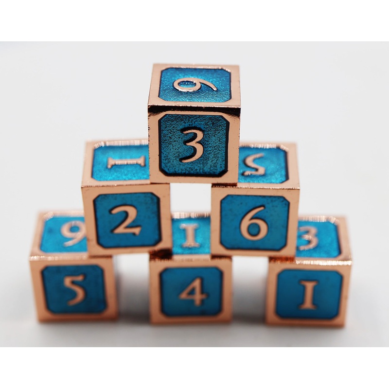 6 piece Metal D6's - Blue and Copper