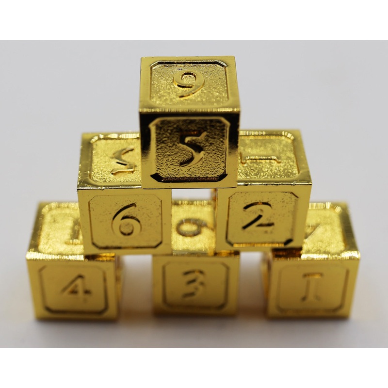 6 piece Metal D6's - Gold