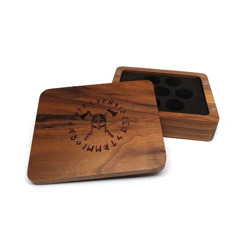 Runic Battle Helmet Wooden Dice Case