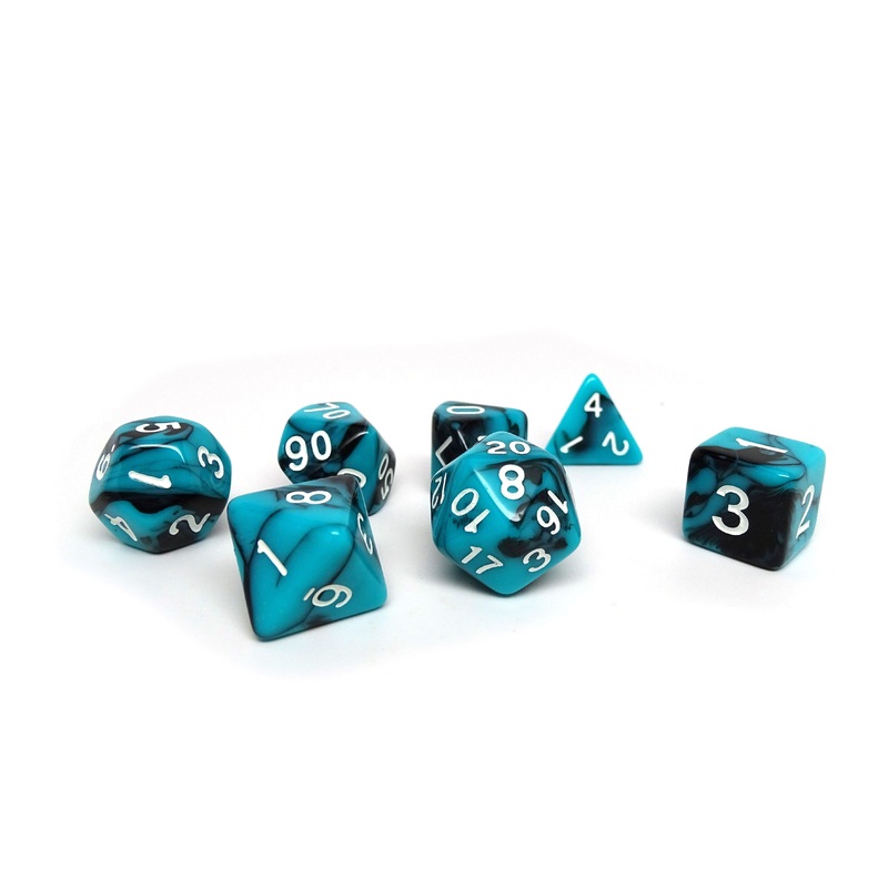 Teal and Black Marble - 7 Piece Set