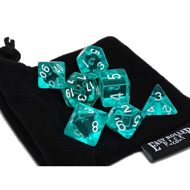 Teal Translucent Dice - 7 Piece Set