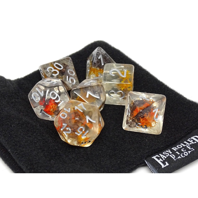 Translucent Neuron Brown and Amber Dice Collection - 7 Piece Set