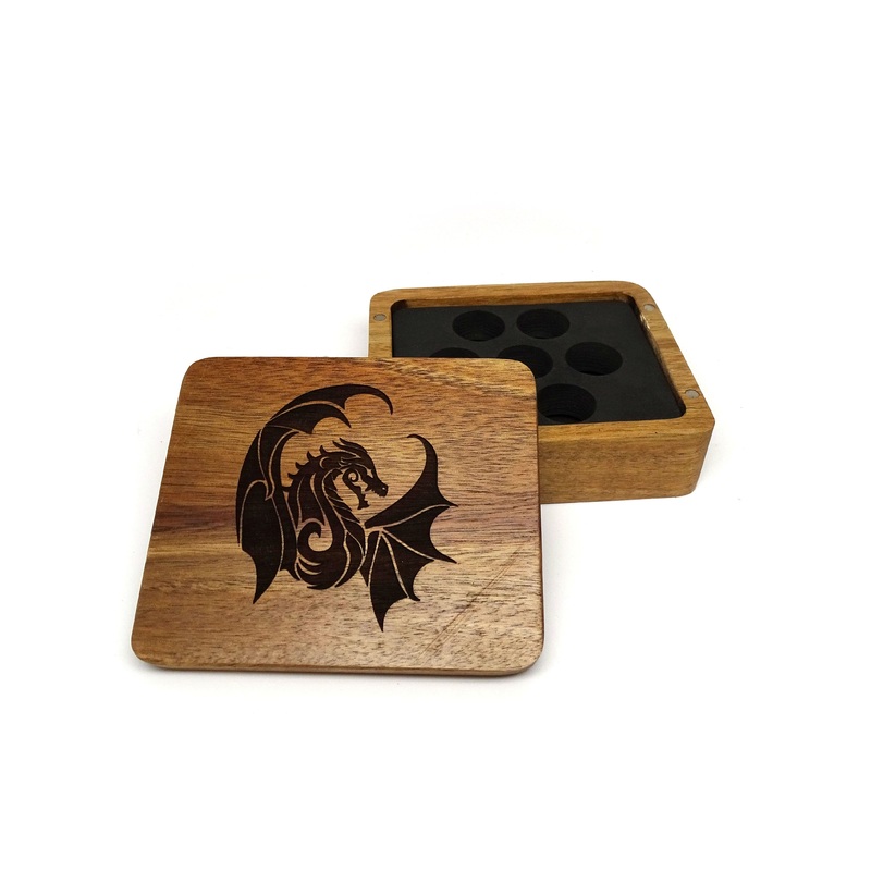 Winged Dragon Wooden Dice Case