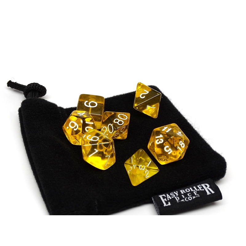 Yellow Translucent Dice - 7 Piece Set