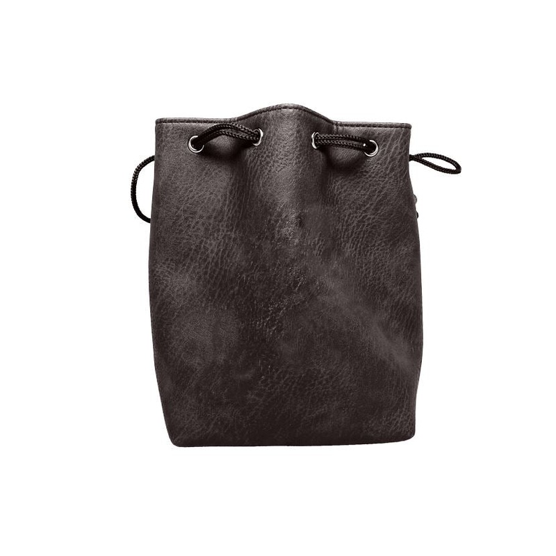 Black Leather Lite Self-Standing Large Dice Bag - No Print Design