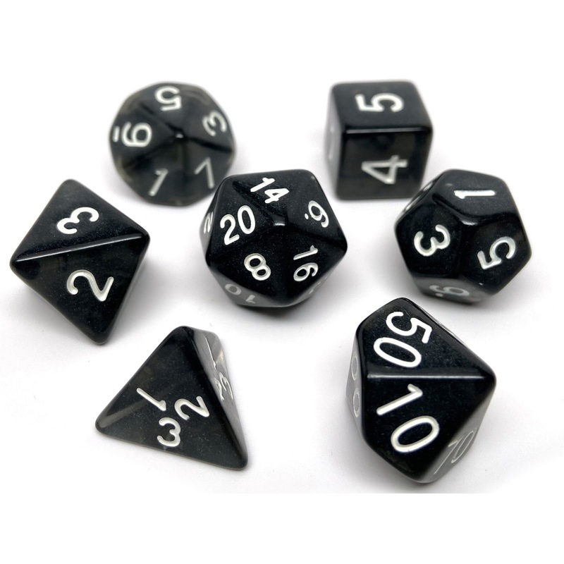 Black Opaque Dice - 7 Piece Set