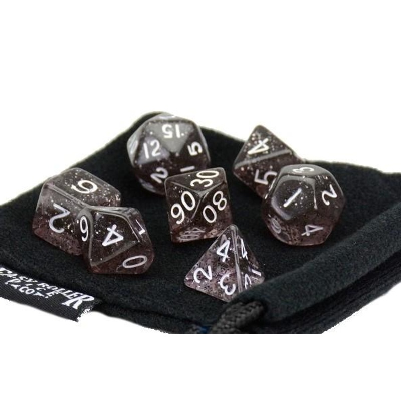 Black Sparkle Dice - 7 Piece Set