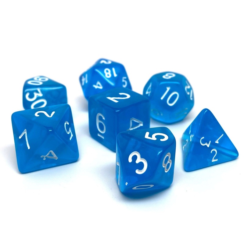 Blue Translucent Dice - 7 Piece Set