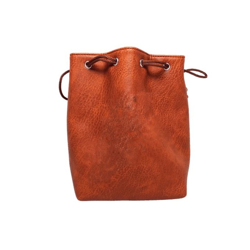 Brown Leather Lite Self-Standing Large Dice Bag - No Print Design