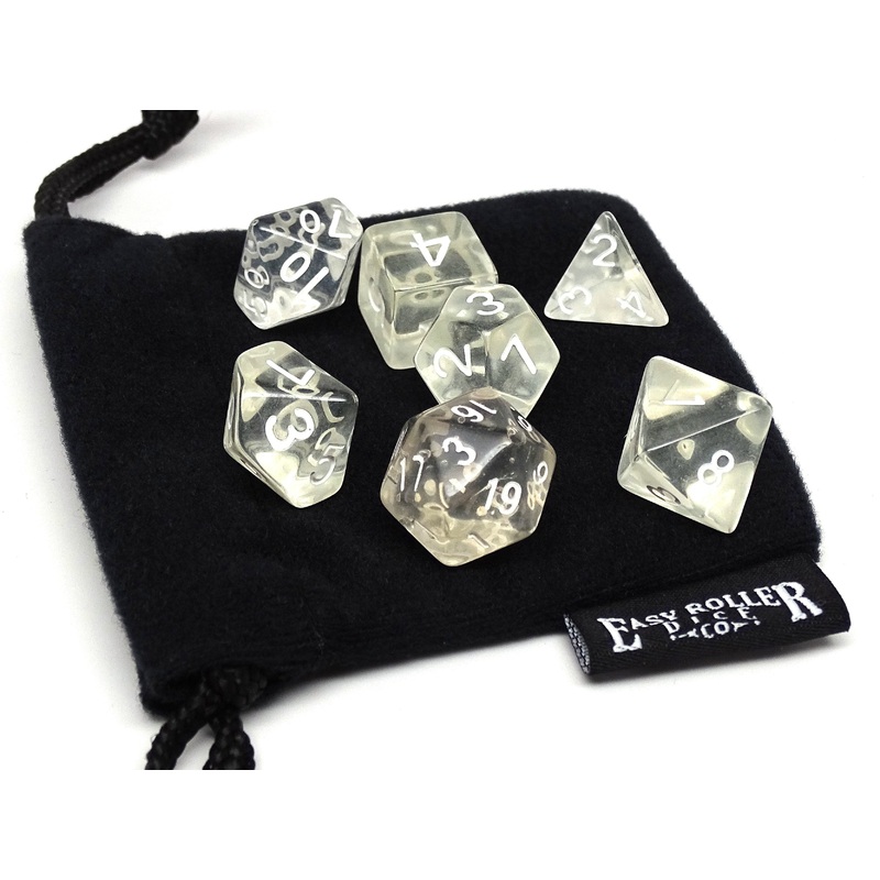 Clear Translucent Dice - 7 Piece Set