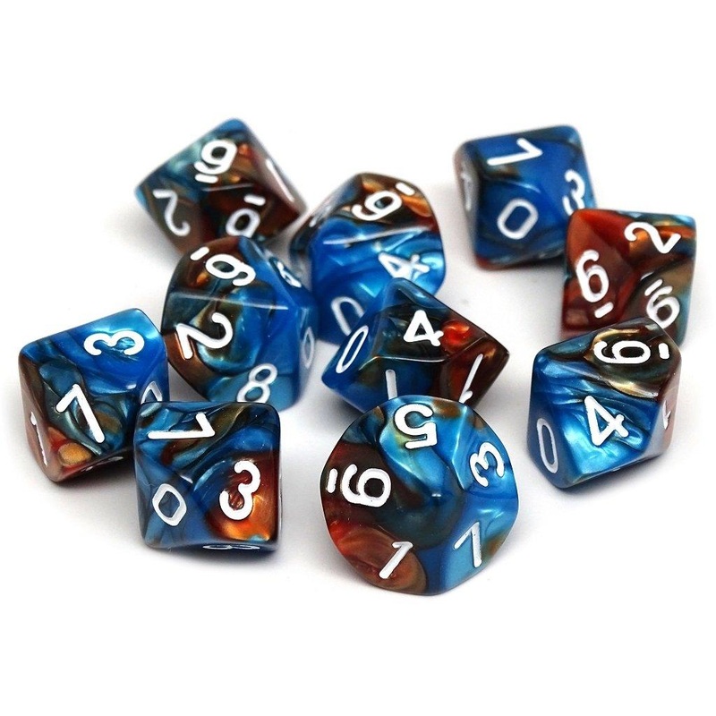 D10 Pack - Ten Count Pack of Cobalt and Copper Granite 10 Sided Dice