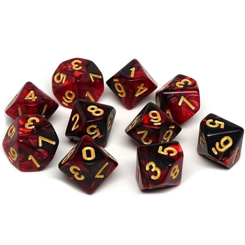 D10 Pack - Ten Count Pack of Lava Swirl 10 Sided Dice