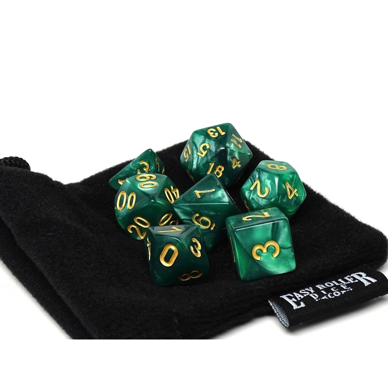 Emerald Marble Dice Collection - 7 Piece Set