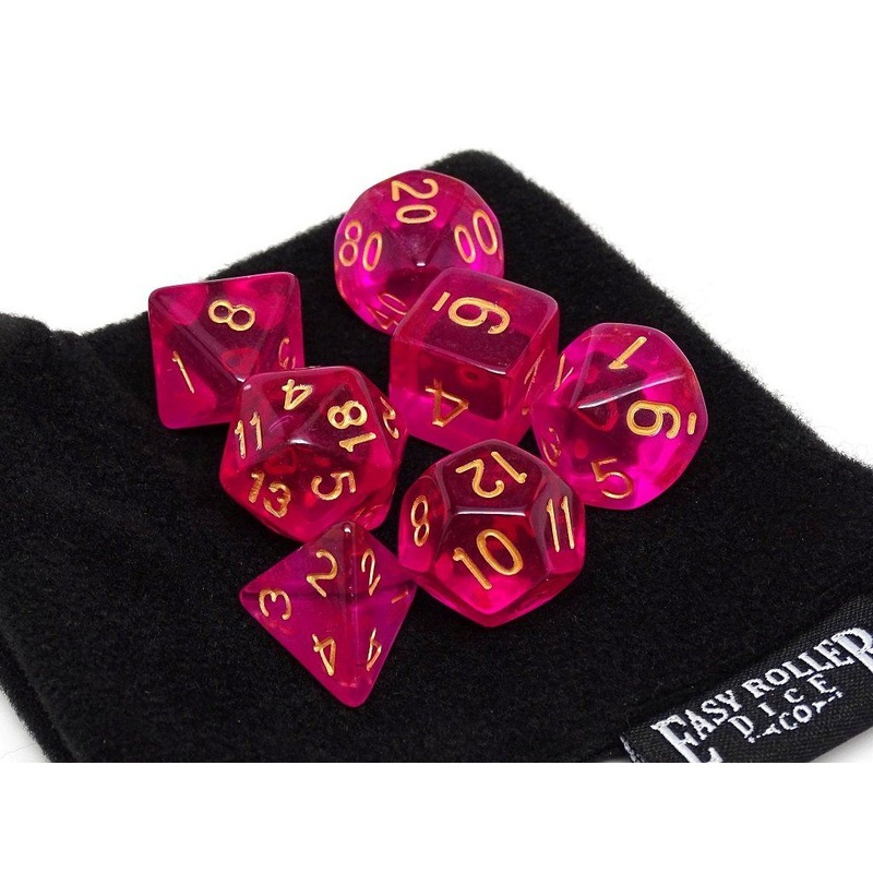 Fuchsia Translucent Dice Collection - 7 Piece Set