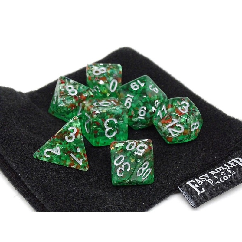 Green Translucent Speckle Dice Collection - 7 Piece Set