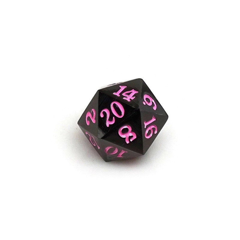 Gun Metal D20 - Signature Font -  Pink Font