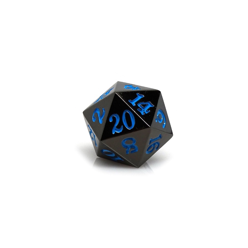 Gun Metal D20 - Signature Font -  Powder Blue Font