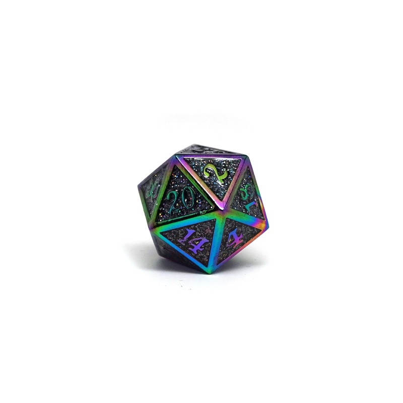 Heroic Dice of Metallic Luster - Single D20 Dice - Multicolor