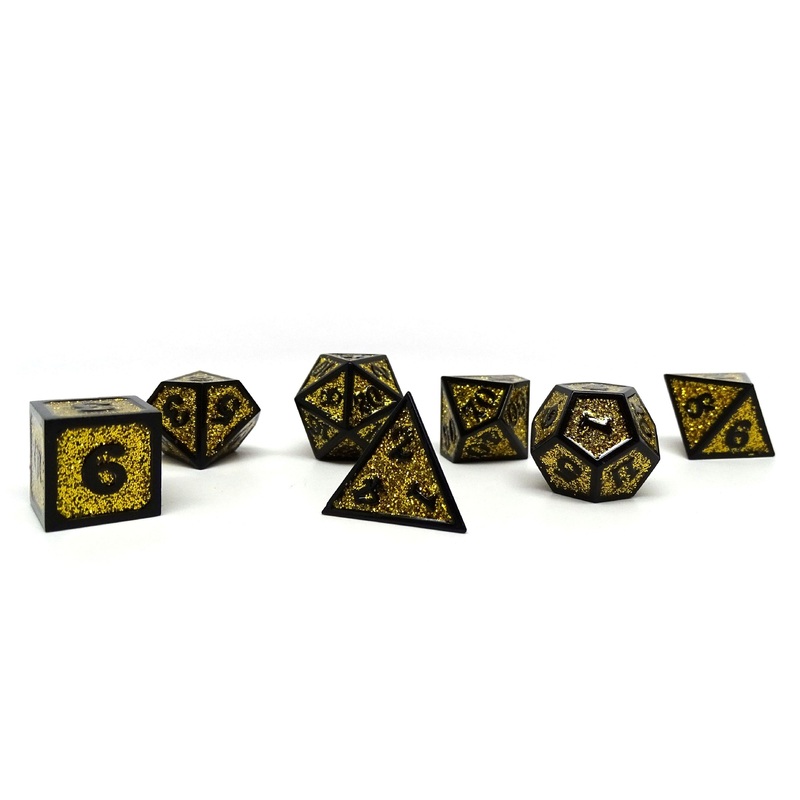 Heroic Dice of Metallic Luster -  Yellow with Black Font