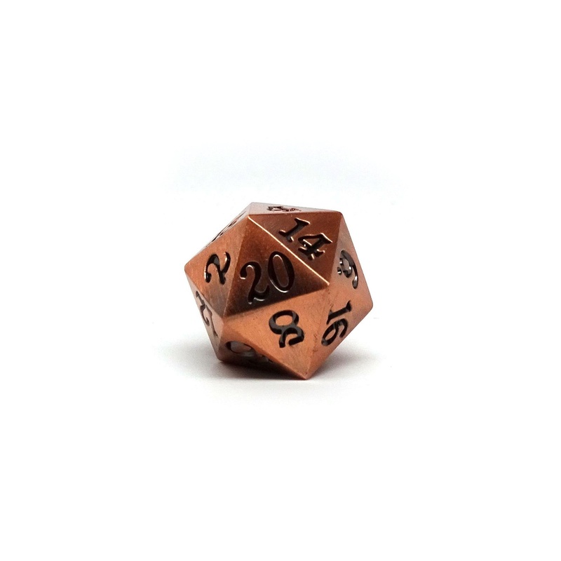 Legendary Copper D20 Dice - Metal Single 20 Sided Dice