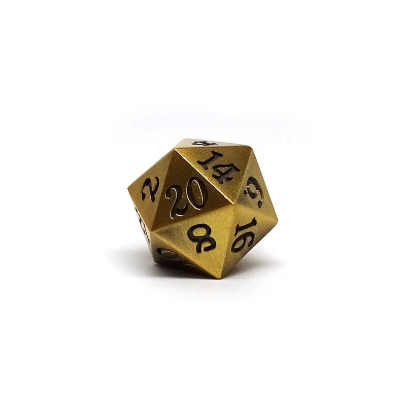 Legendary Gold D20 Dice - Metal Single 20 Sided Dice