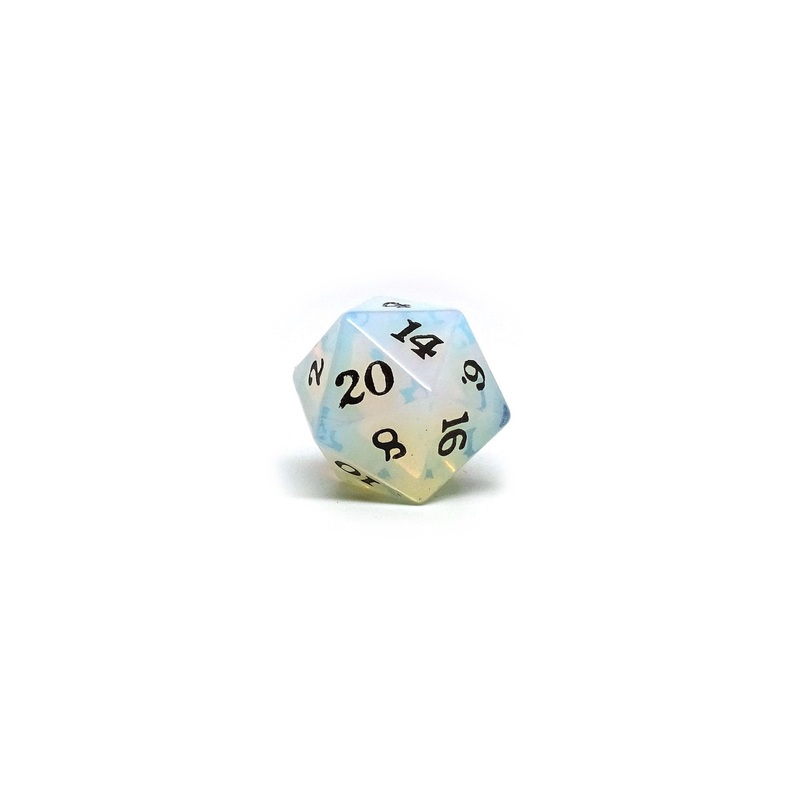Opalite D20 Stone Dice- Signature Font