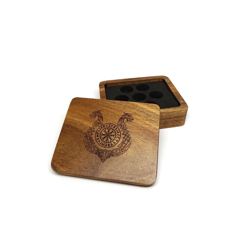 Ornate Helm of Awe Wooden Dice Case