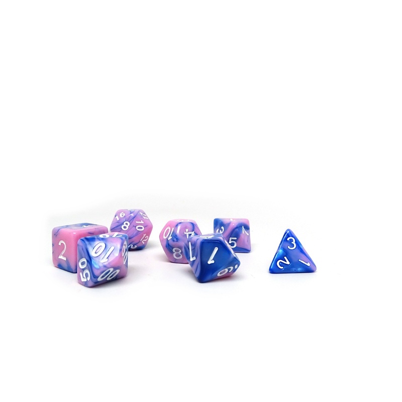 Pink and Blue Marble - 7 Piece Dice Collection