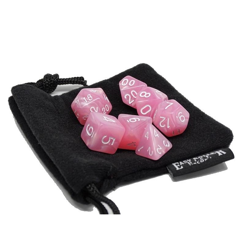 Pink Marble Dice Collection - 7 Piece Set