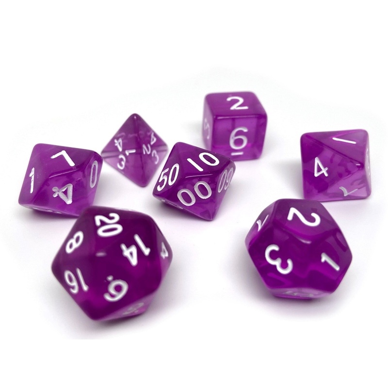 Purple Translucent Dice - 7 Piece Set