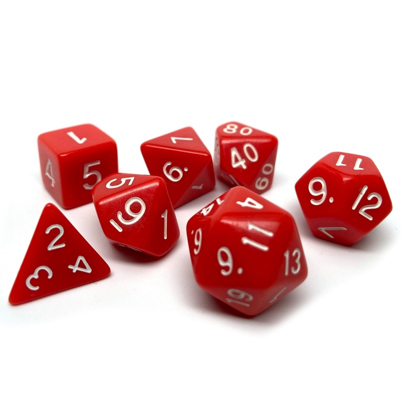 Red Opaque Dice - 7 Piece Set