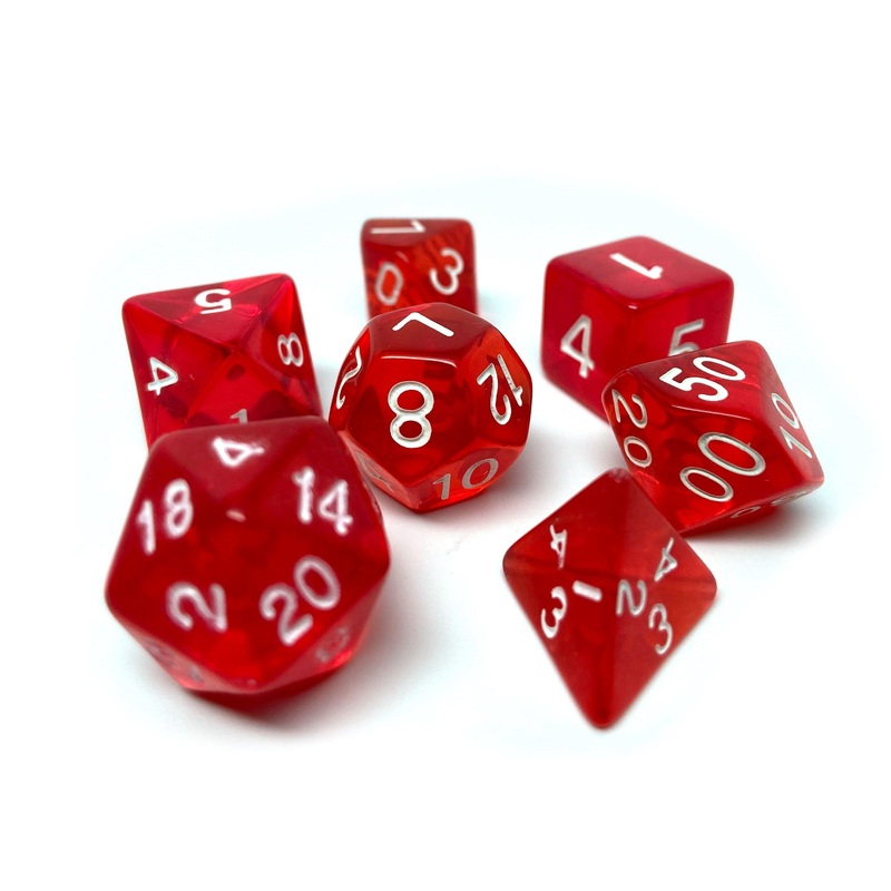 Red Translucent Dice - 7 Piece Set