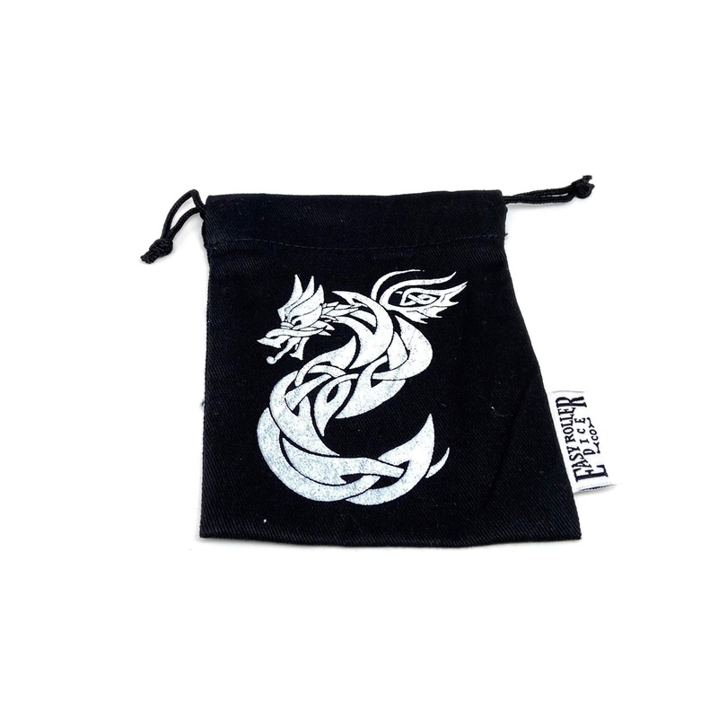 Small Cotton Twill Dice Bag - Celtic Knot Dragon Design