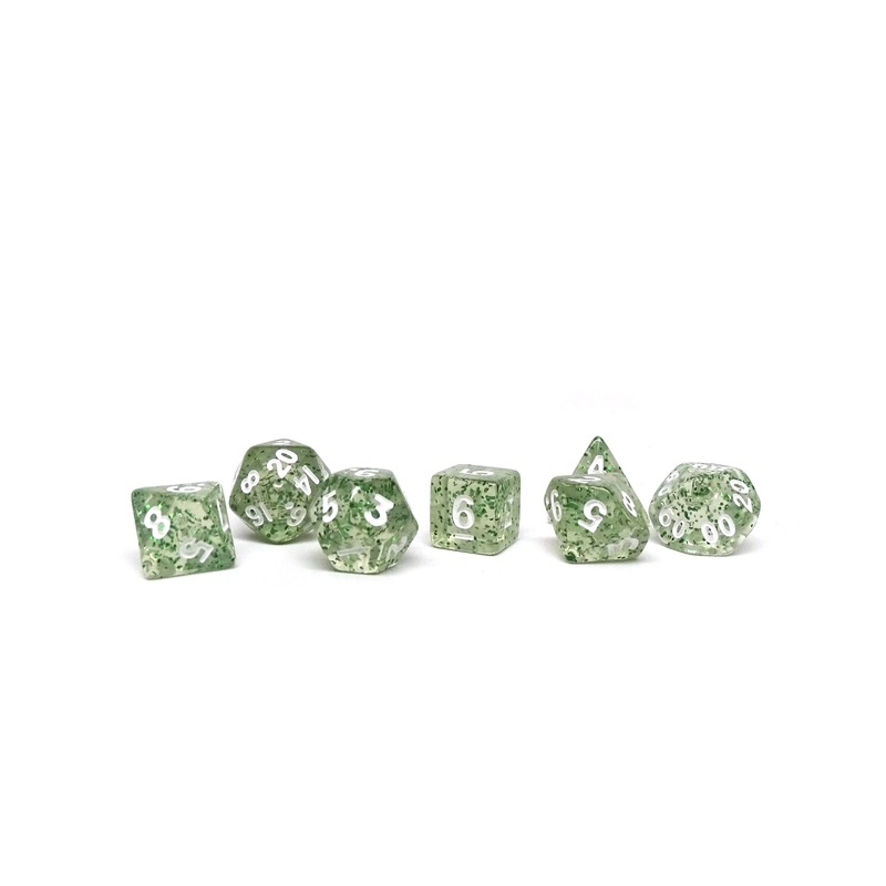 10mm Green Sparkle Mini Dice Set