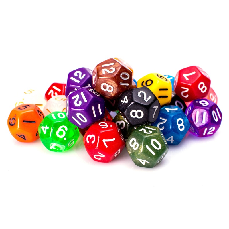 12 Sided Dice | 25 Count Assorted | Multi Colored D12s