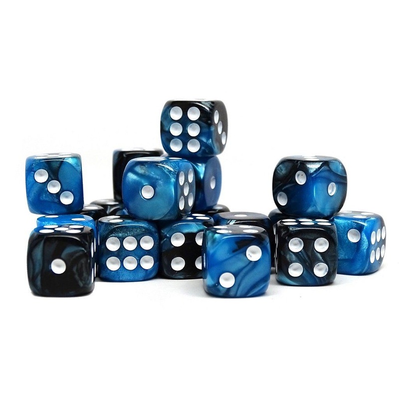 12mm D6 Dice - Black Ice - 25 Count Bag