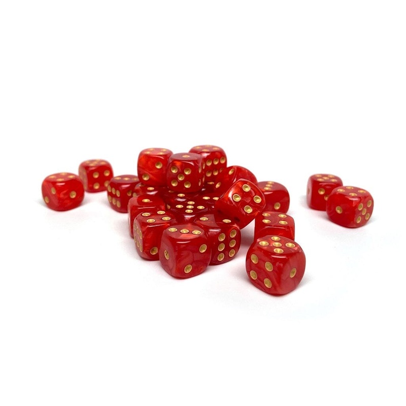 12mm D6 Dice - Crimson Marble - 25 Count Bag