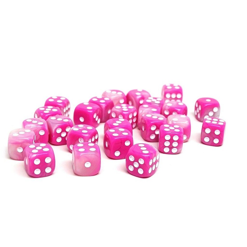 12mm D6 Dice - Pink Opal - 25 Count Bag