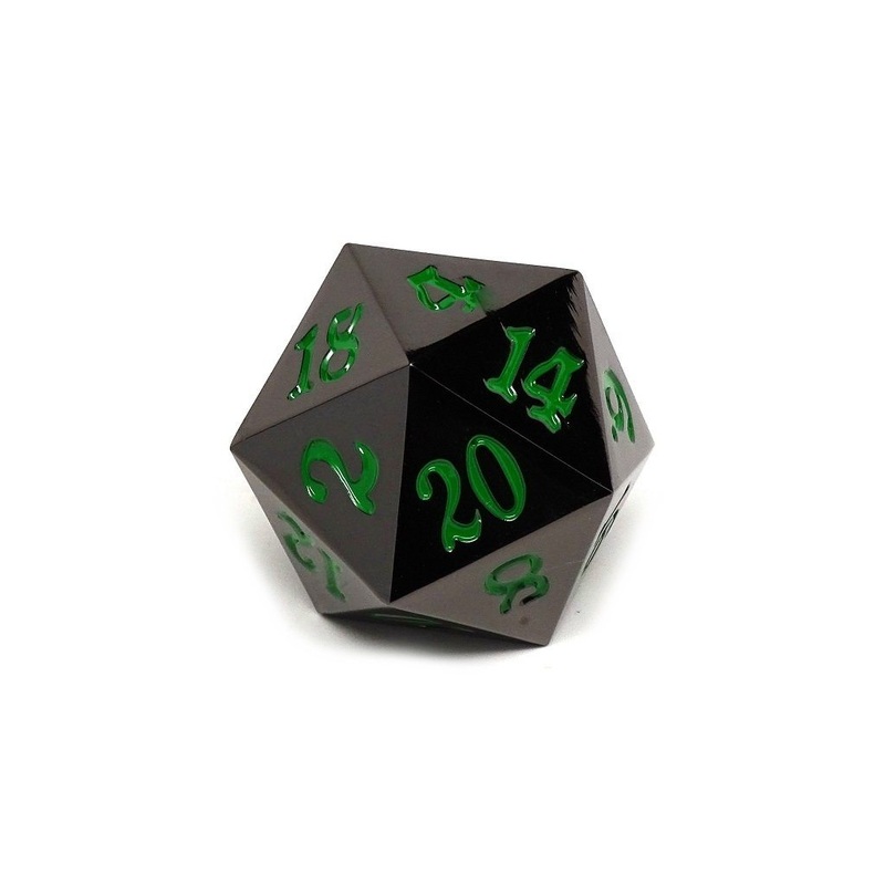 35mm Over Sized Gunmetal Green D20 Dice