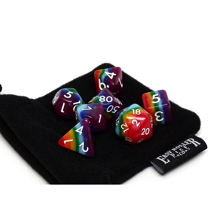 7 Tone Multi-color Dice Collection - 7 Piece Set